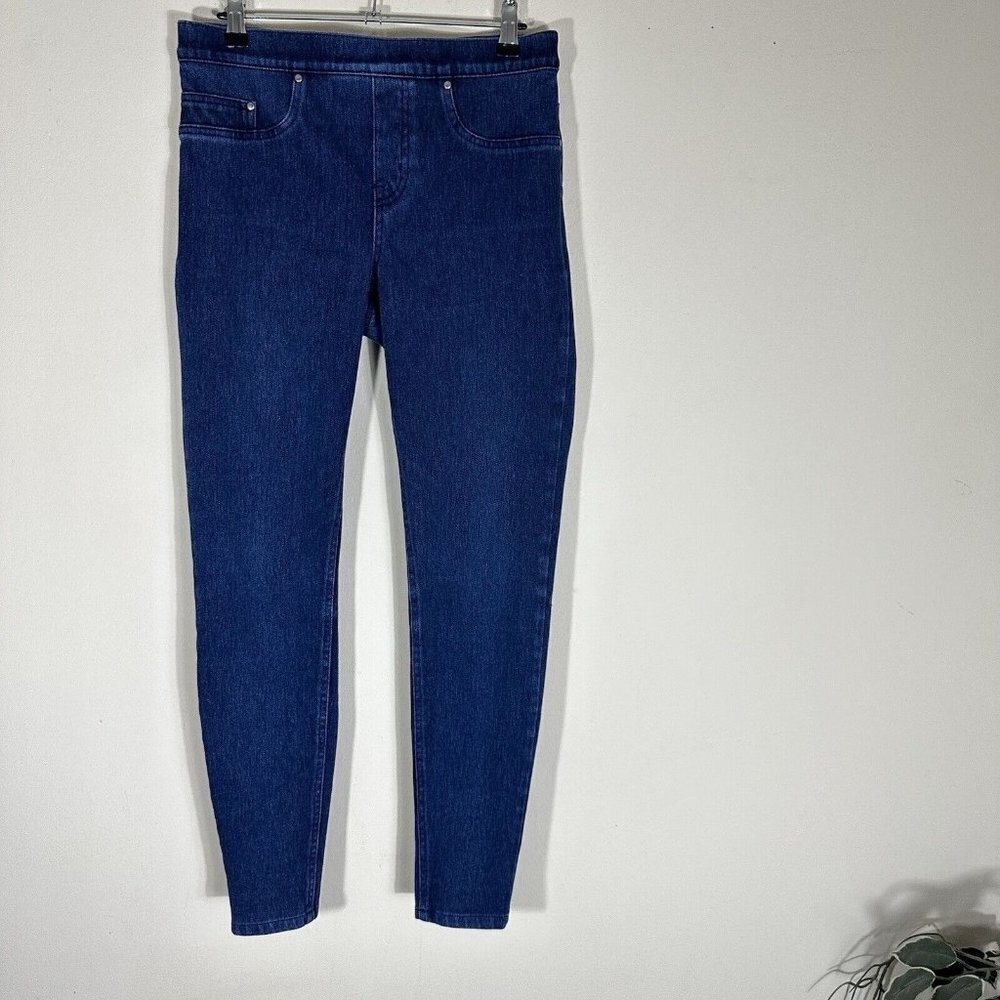 Spanx Jeans Blue Denim Pull On Skinny High Rise Blue Medium Wash Jeggings M